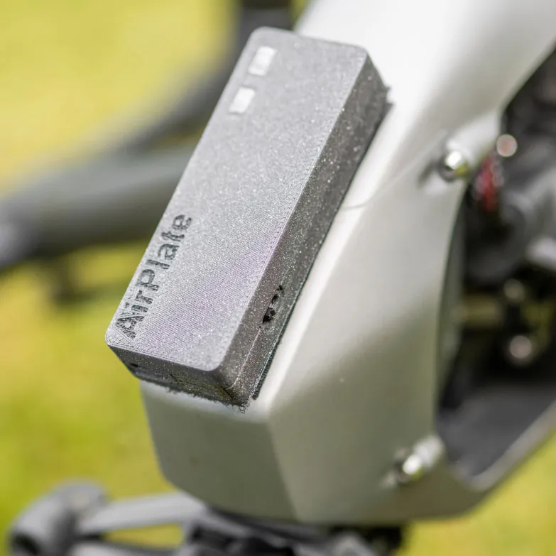 Close-up of the Remote ID Pro module mounted on a drone