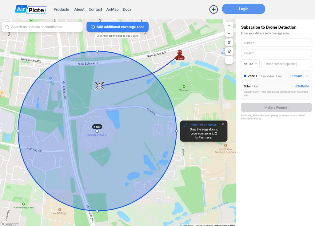 Draw your coverage area on the AirPlate subscribe map